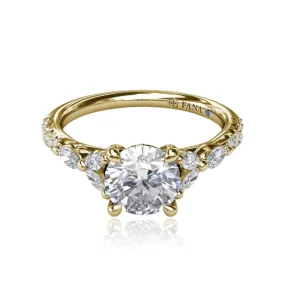 14K YELLOW GOLD VINTAGE FLORAL DIAMOND ENGAGEMENT RING - SETTING ONLY