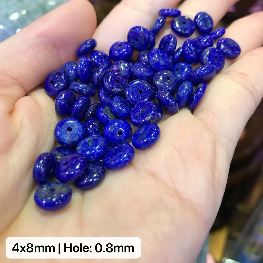 4x8mm Natural Lapis Lazuli Disc Spacers for DIY Jewelry Project