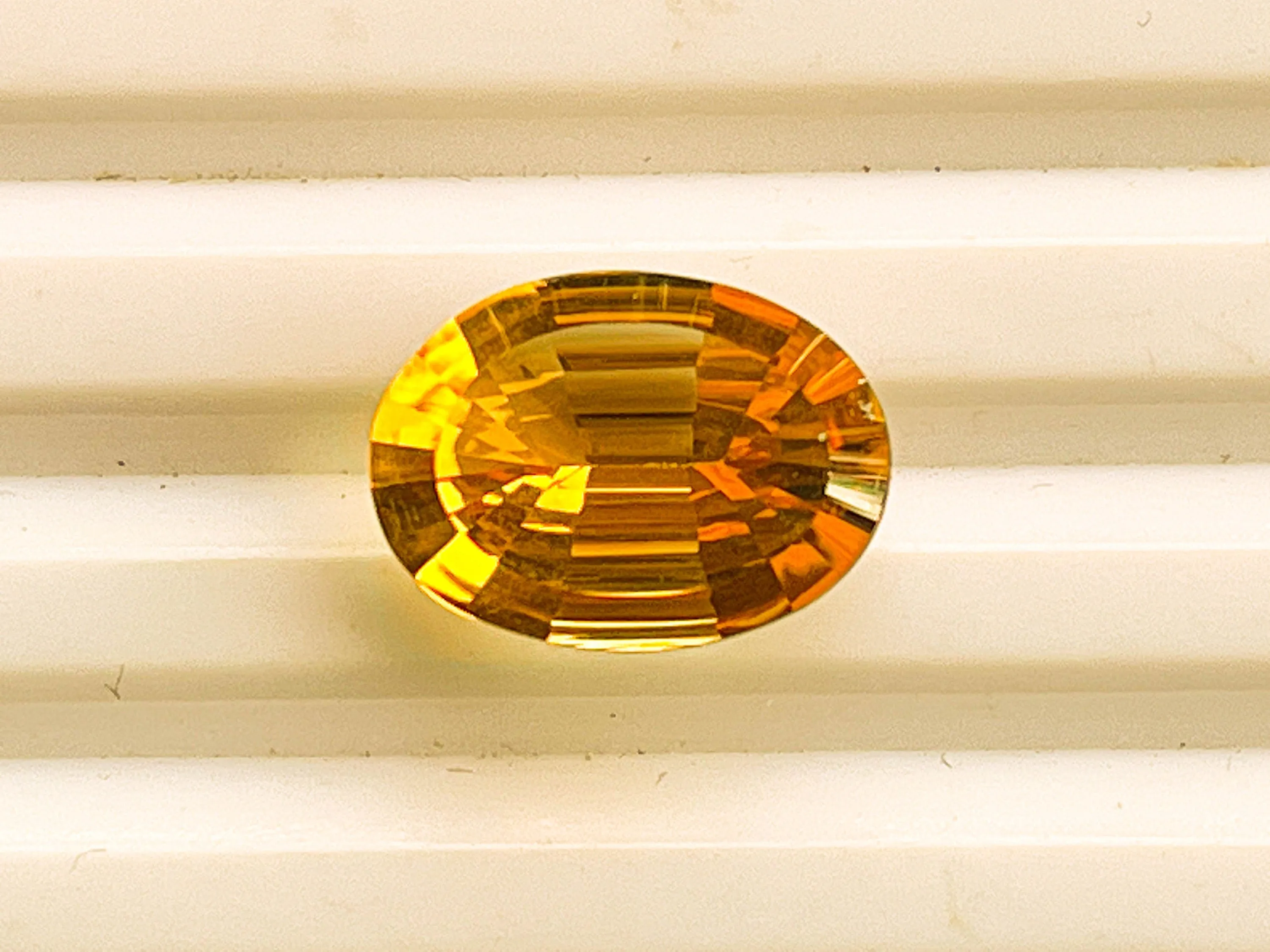 5.50 Carats Citrine Quartz Fantasy Concave Cut Oval Shape loose gemstone