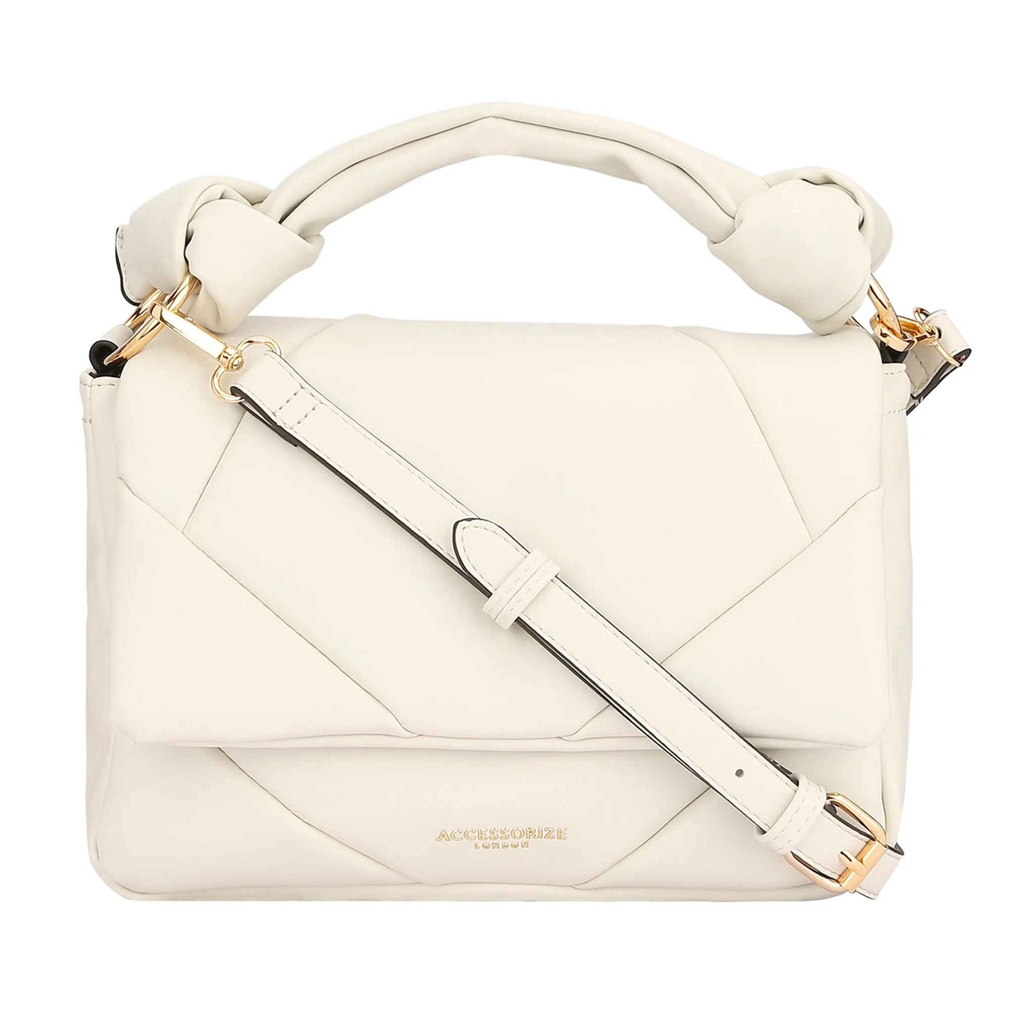 Accessorize London Women's White Quilted Handheld Cross Body Bag