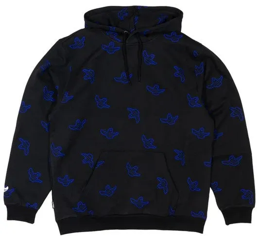 Adidas Shmoo All Over Print Hoodie / Black / Royal Blue