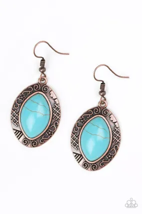 Aztec Horizons Copper and Turquoise Stone Earrings - Paparazzi Accessories