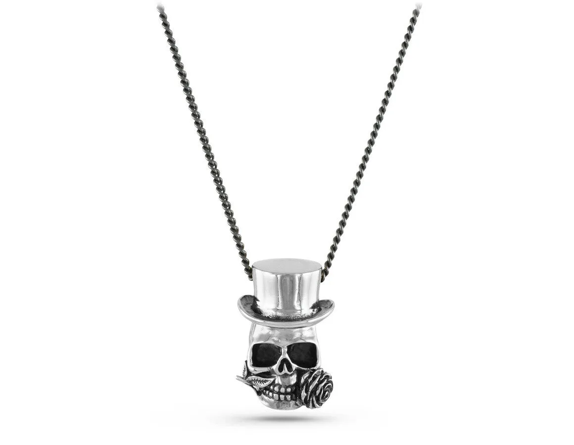 Baron Samedi Skull Necklace - Silver