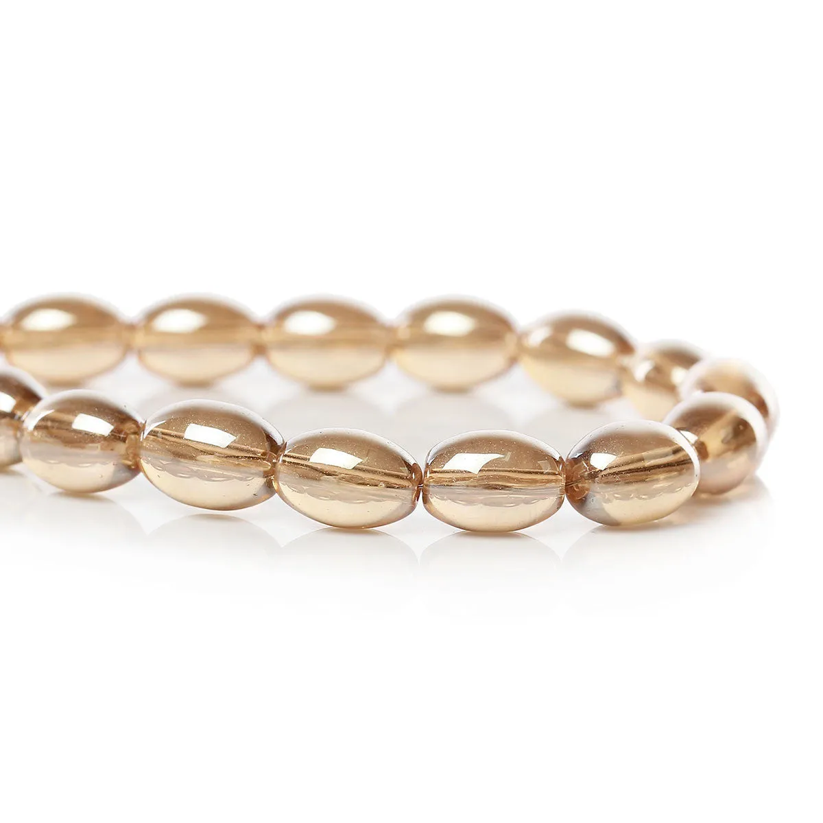 Beads Glass Oval 8mm x 6mm Champagne Gold AB 10pcs Loose