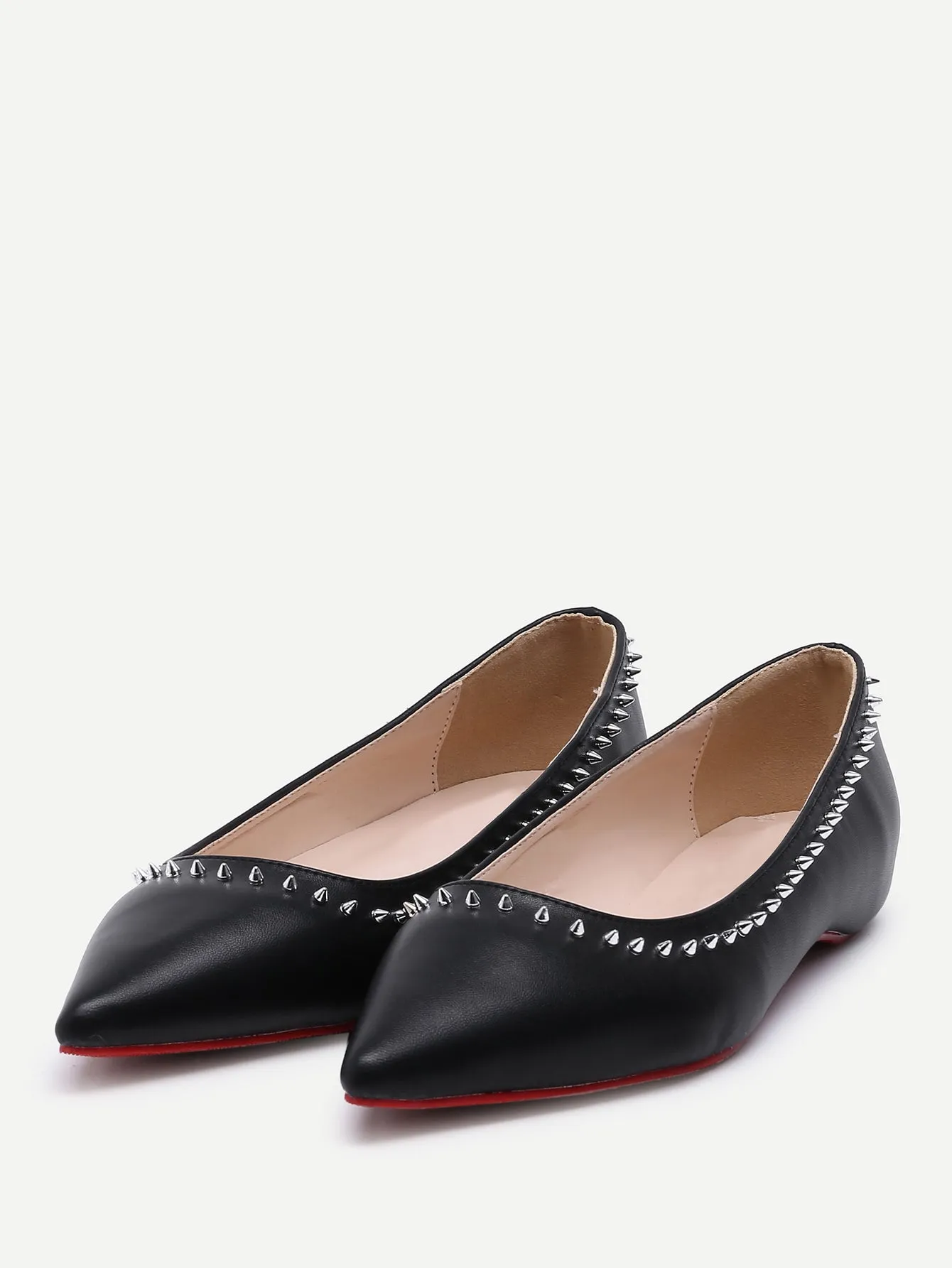 Beatiful Rockstud Detail Pointed Toe PU Flats