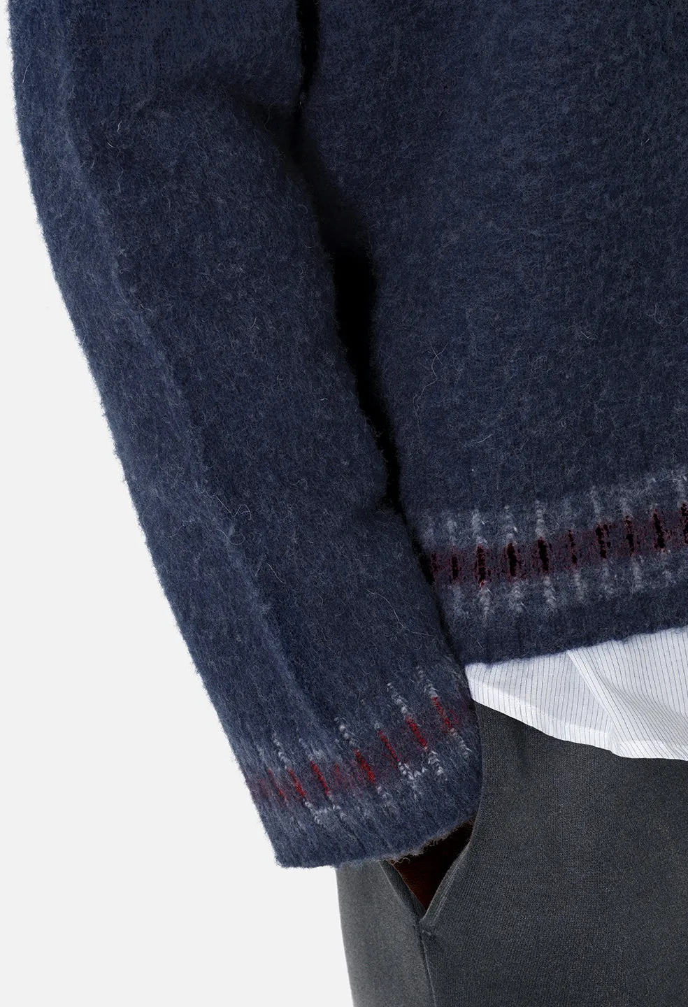 Brushed Wool Varsity Crew / Navy