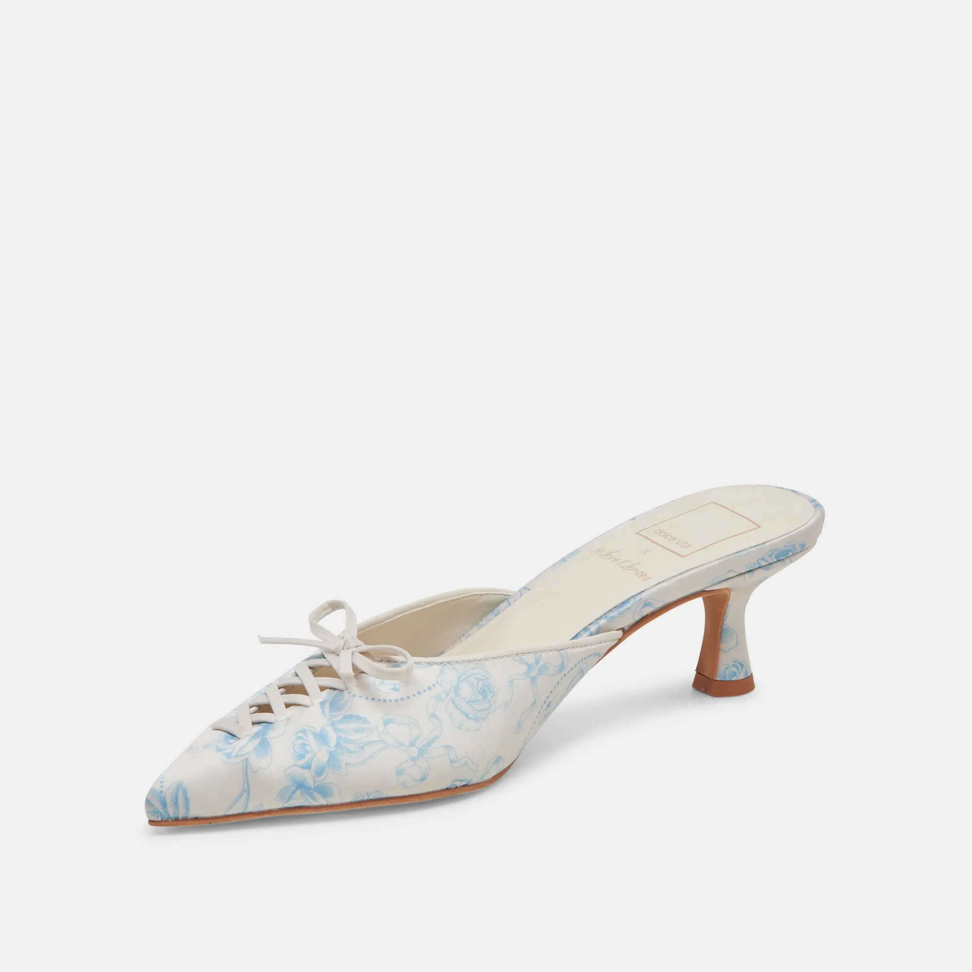 CAMILE HEELS BLUE FLORAL FABRIC