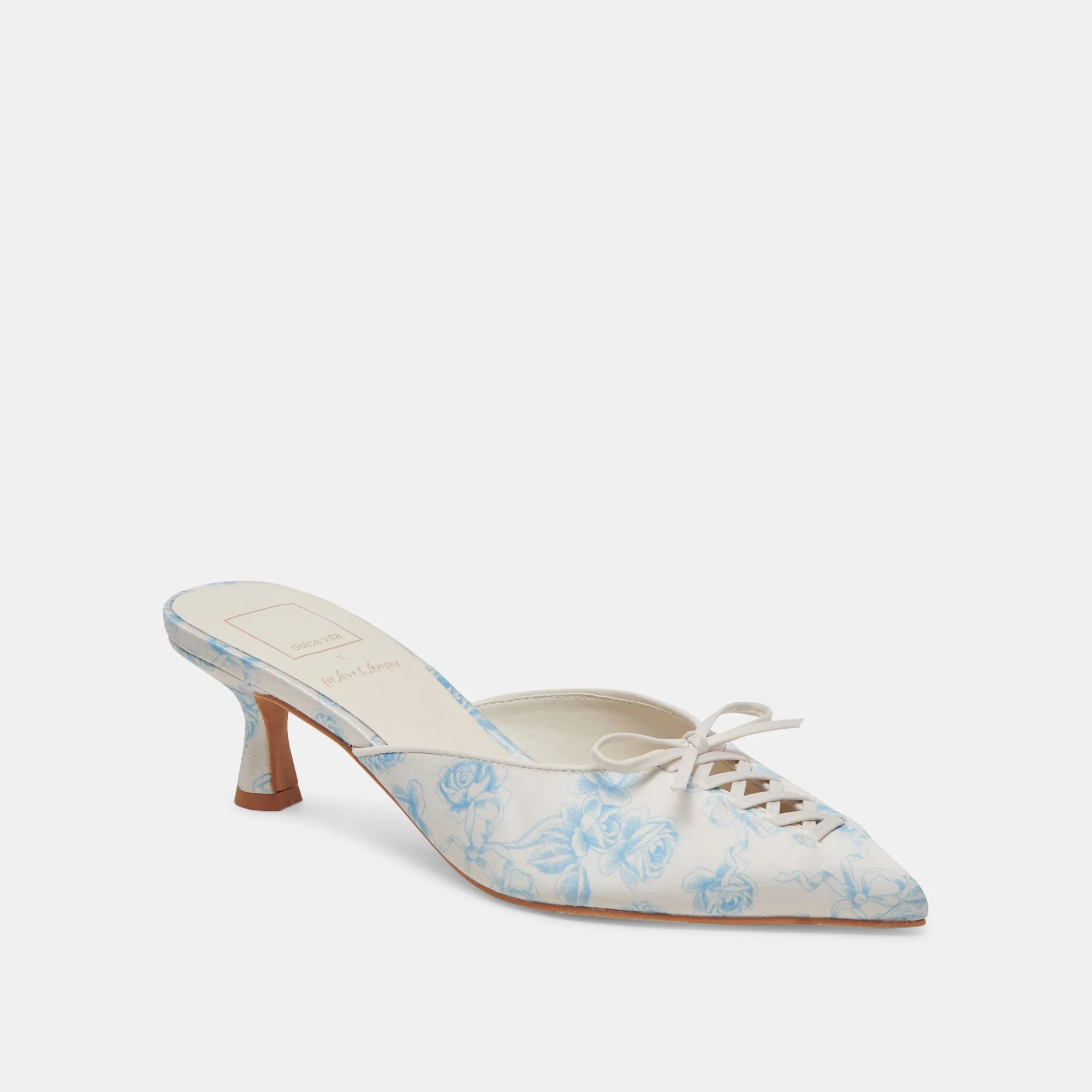 CAMILE HEELS BLUE FLORAL FABRIC