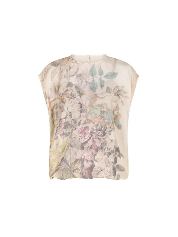 Capo Printed Silk Top in Ecru