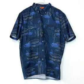 Chaps | Mens Vented Sailboats Button Up S/s Shirt | Size: L | Color: Blue/Blue | EUC