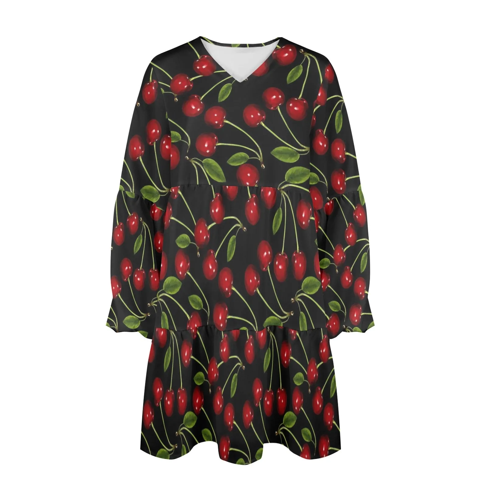 CHERRY BOMBERS 6 V-Neck Loose Fit Dress (Model D66)