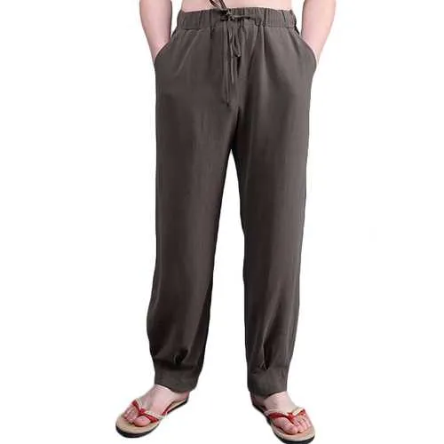 Chinese Wind Mens Loose Cotton Linen Trousers