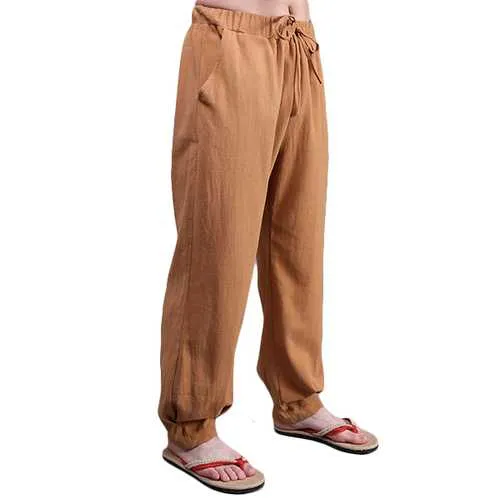 Chinese Wind Mens Loose Cotton Linen Trousers