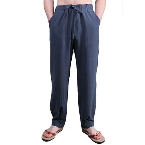 Chinese Wind Mens Loose Cotton Linen Trousers