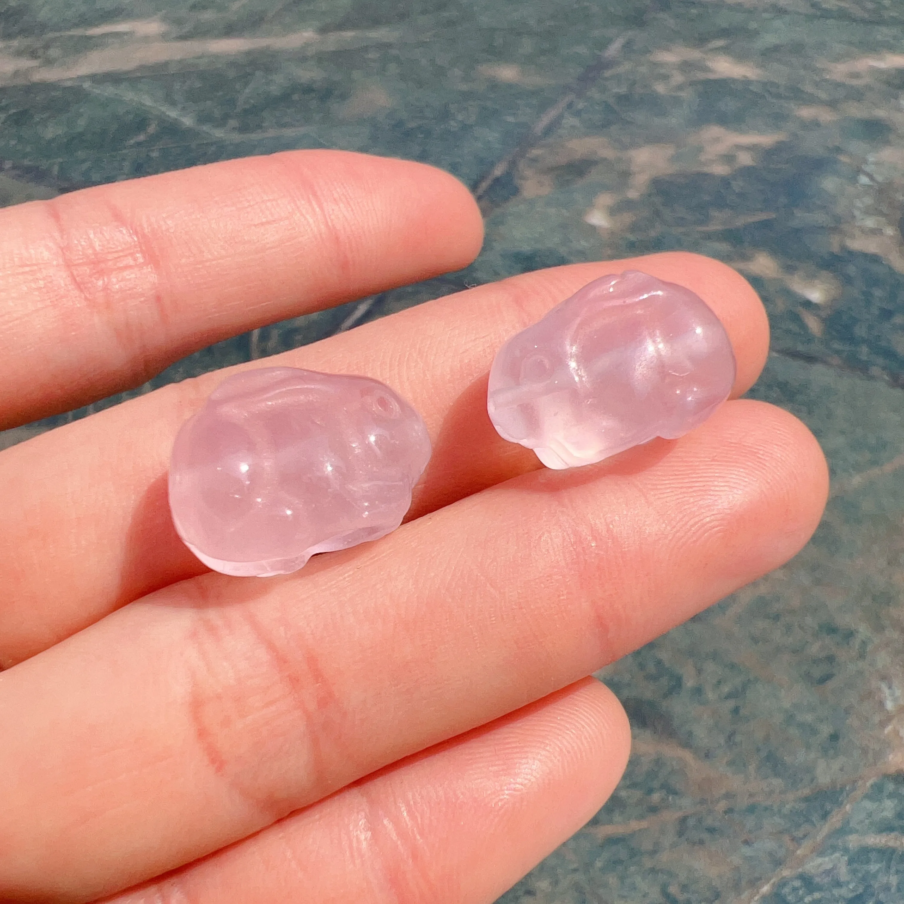 Cute Parts - Natural Rose Quartz Year of Rabbit Charms for DIY Jewelry Project