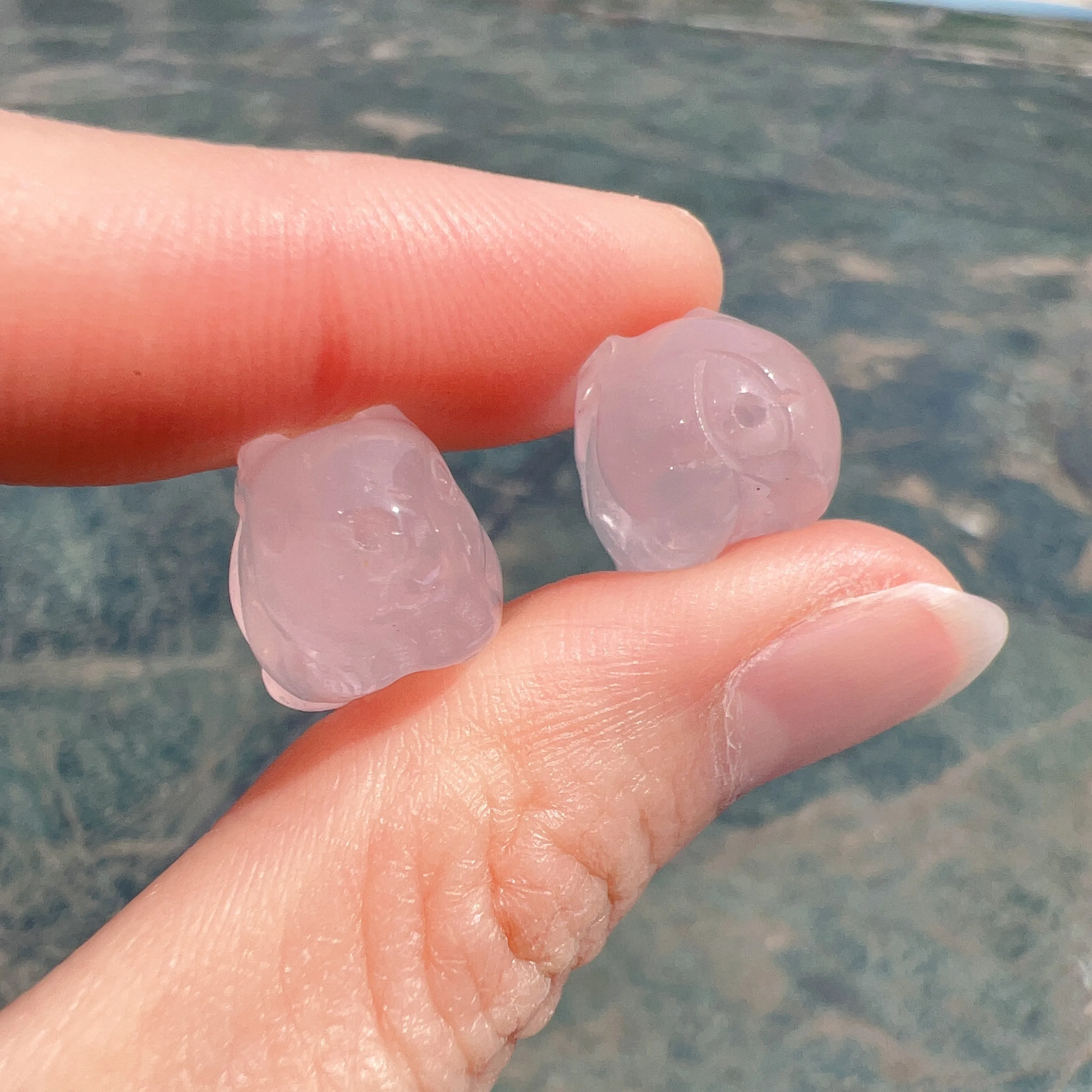 Cute Parts - Natural Rose Quartz Year of Rabbit Charms for DIY Jewelry Project