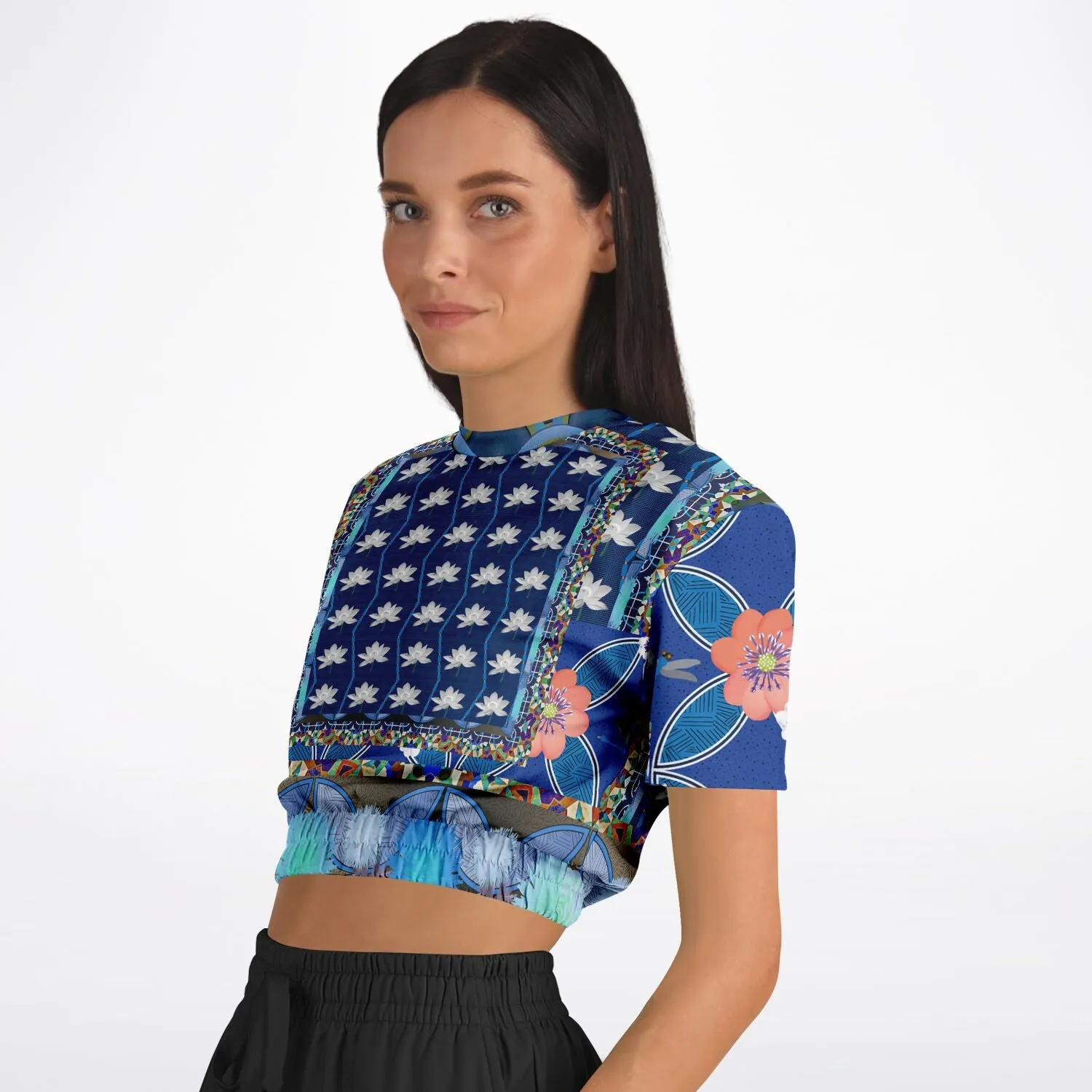 Dahlia Lama Short Sleeve Cropped Eco-Poly Sweater