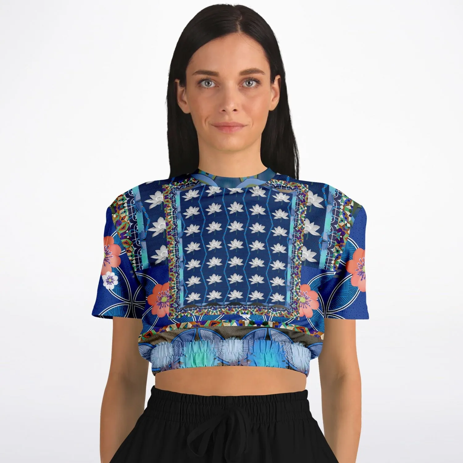 Dahlia Lama Short Sleeve Cropped Eco-Poly Sweater