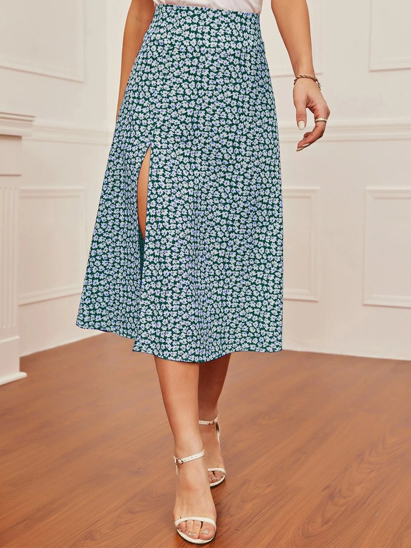 DressBetty - Split Floral Print Skirt