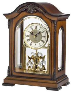 Durant Rotating Pendulum Mantel Clock by Bulova -  Carved Accents - Metal Dial