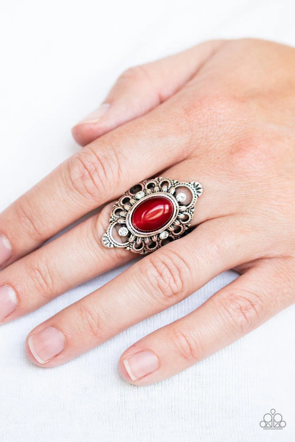 Elegantly Enchanted Red Cat's Eye Ring - Paparazzi Accessories