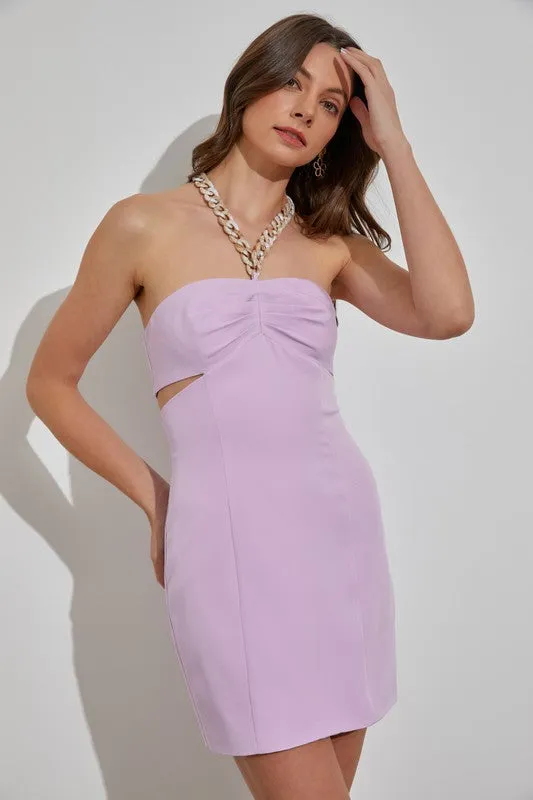 Ella Chain Cutout Mini Dress (Lavender)