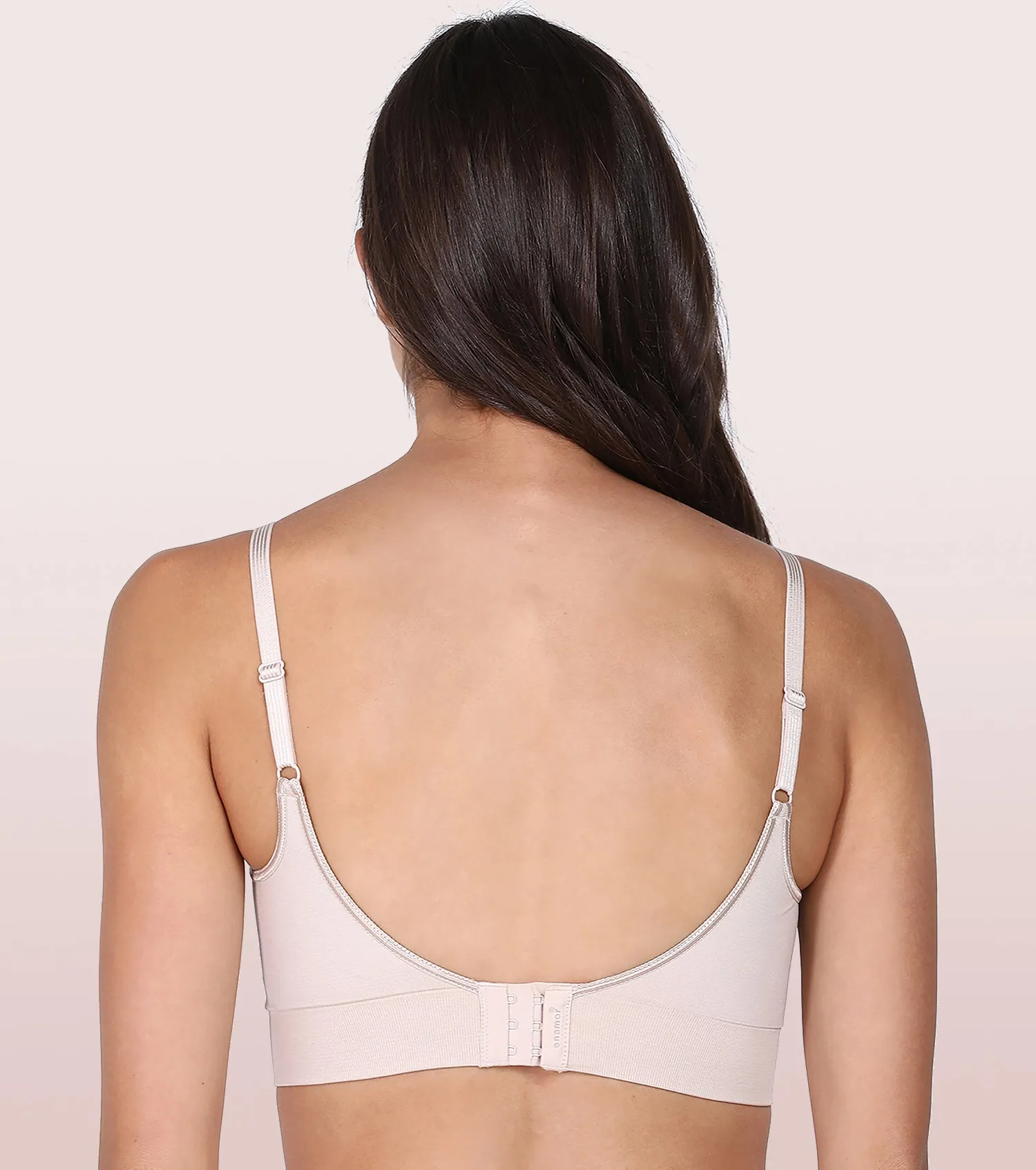 Enamor FlexiFree F037 Ultimate Comfort Seamless No -pinch T-shirt Bra for Women- High Coverage, Padded and Wirefree - Almond Skin