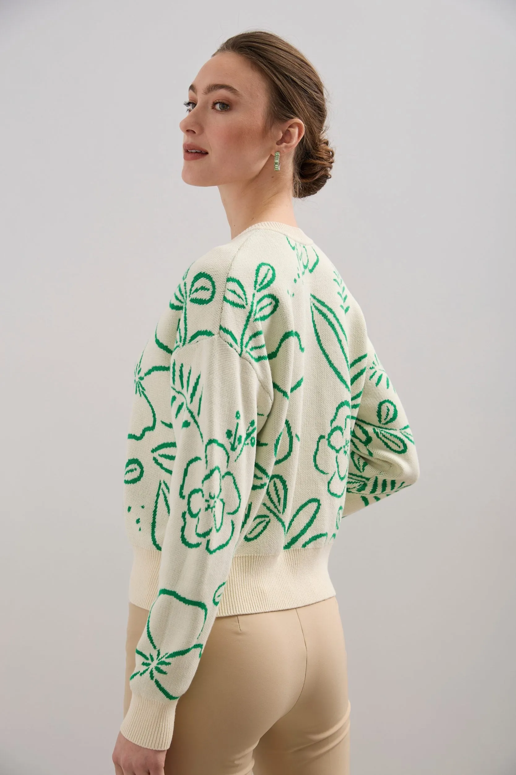 Floral jacquard sweater