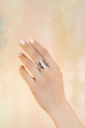 floral ring in silver