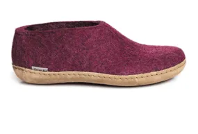 Glerups Slipper: Shoe, Cranberry, Leather Sole A-07