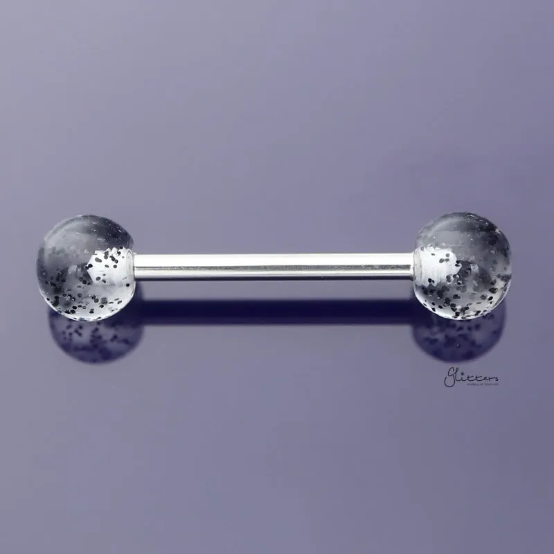 Glitters Acrylic Ball Tongue Barbell - Black