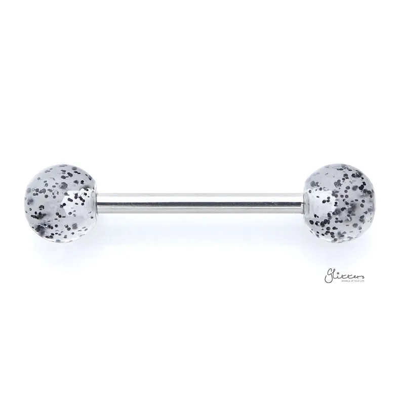 Glitters Acrylic Ball Tongue Barbell - Black