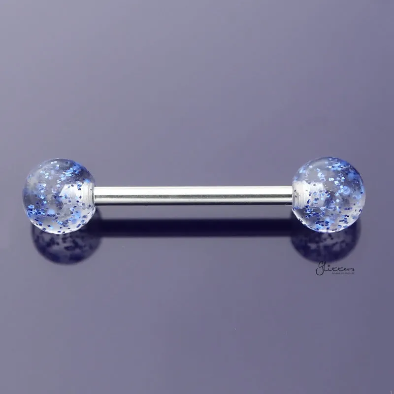 Glitters Acrylic Ball Tongue Barbell - Blue