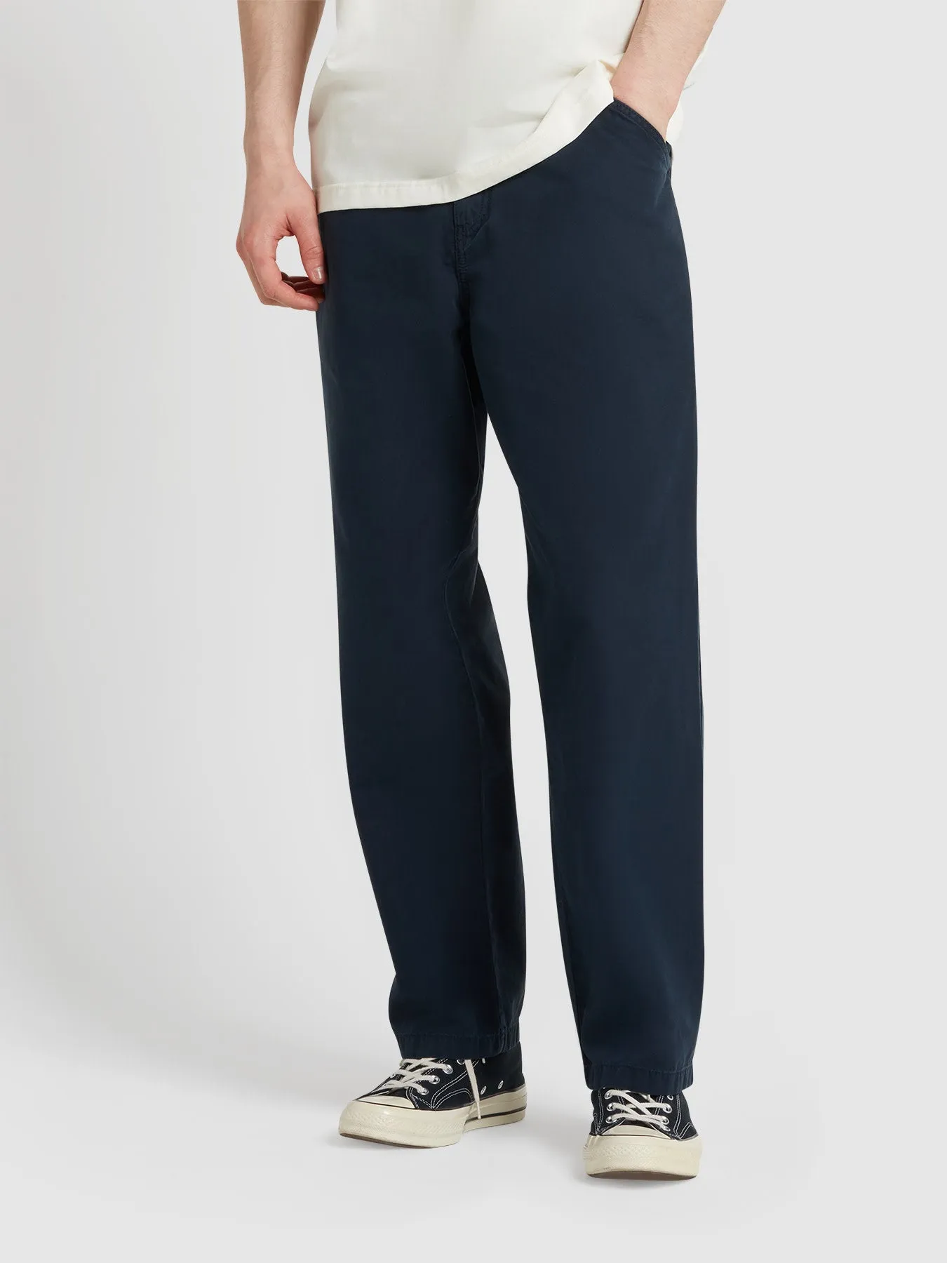 Greenport Loose Fit Canvas Trousers In True Navy