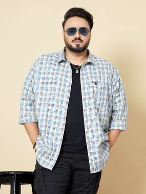 Hardsoda Men Blue Plus Size Checked Casual Shirt