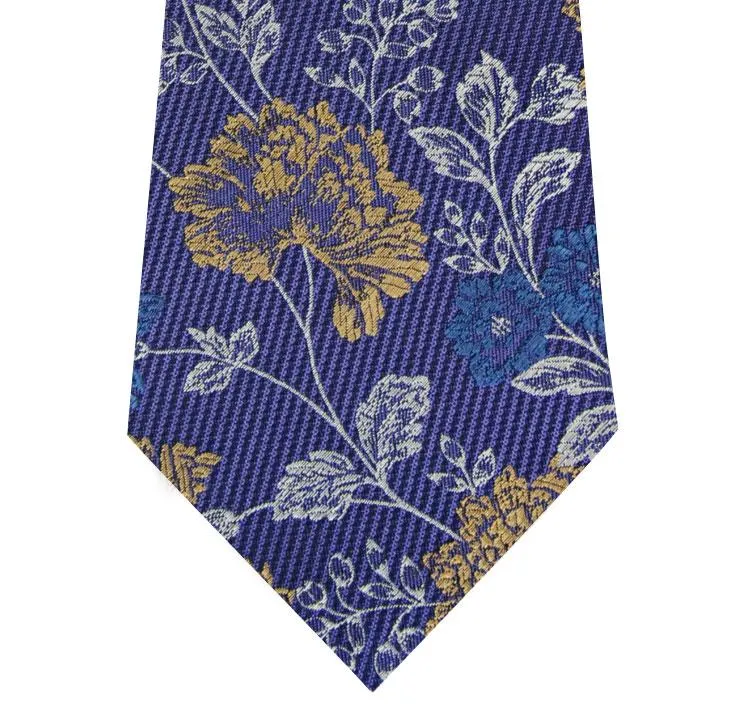 Lilac Silk Tie with Floral Design