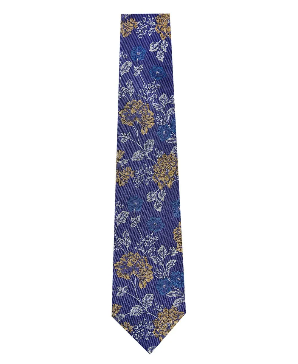 Lilac Silk Tie with Floral Design