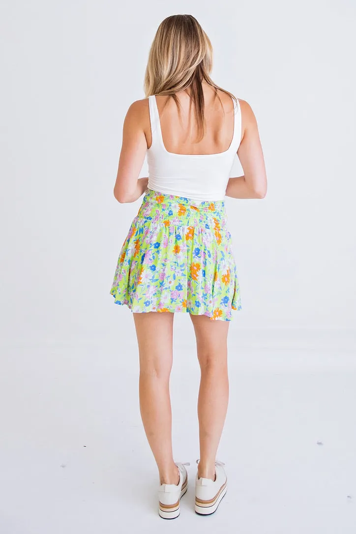 Lime Floral Smock Skort