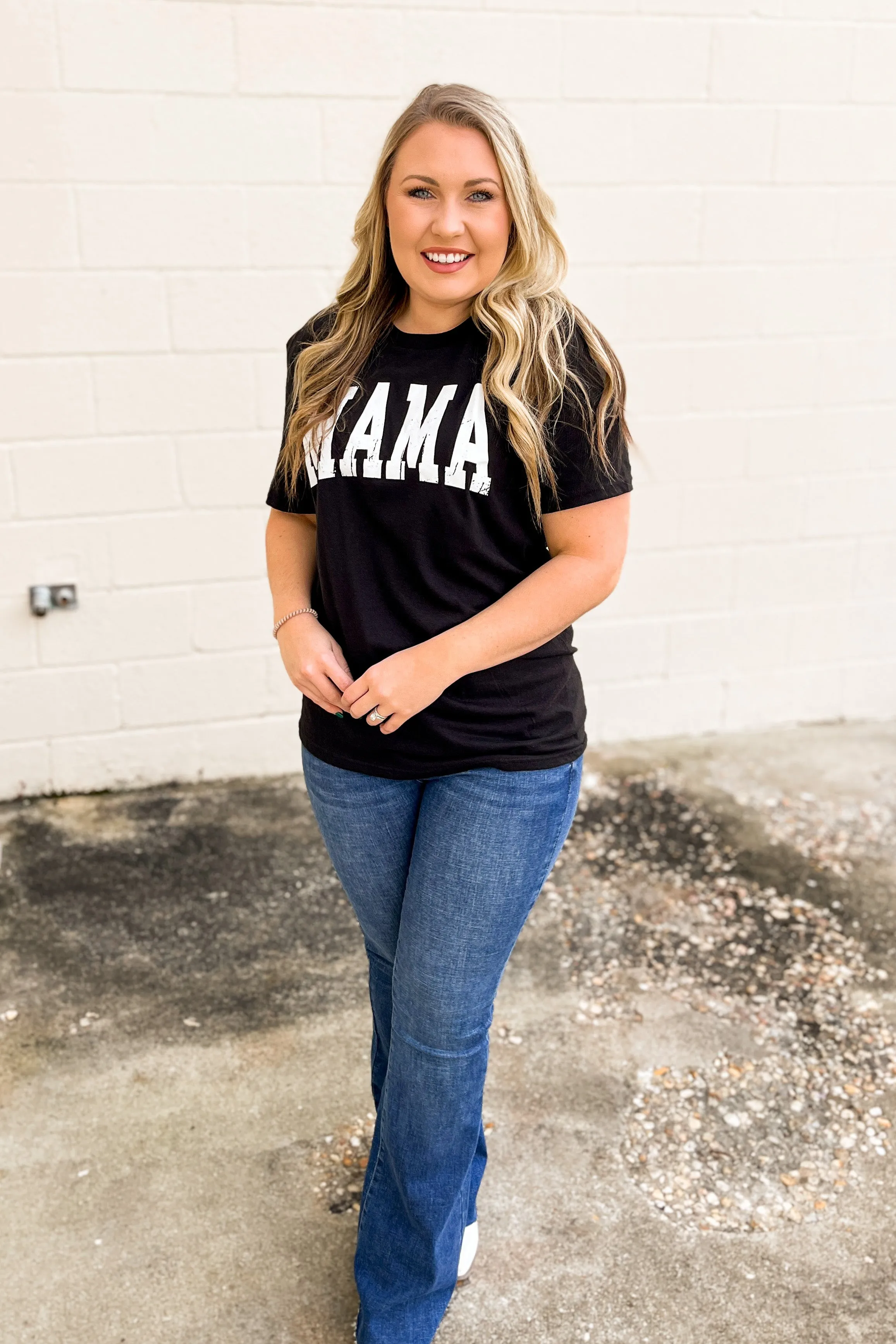 Mama Block Letter Graphic Tee, Black