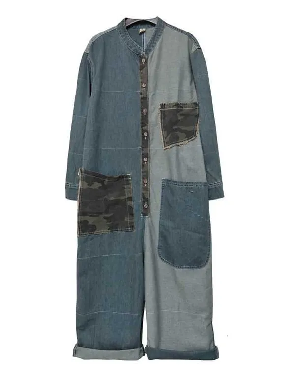 NEW Women Loose Denim Retro Jumpsuit