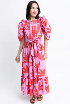 Palm Floral Tier Maxi Dress