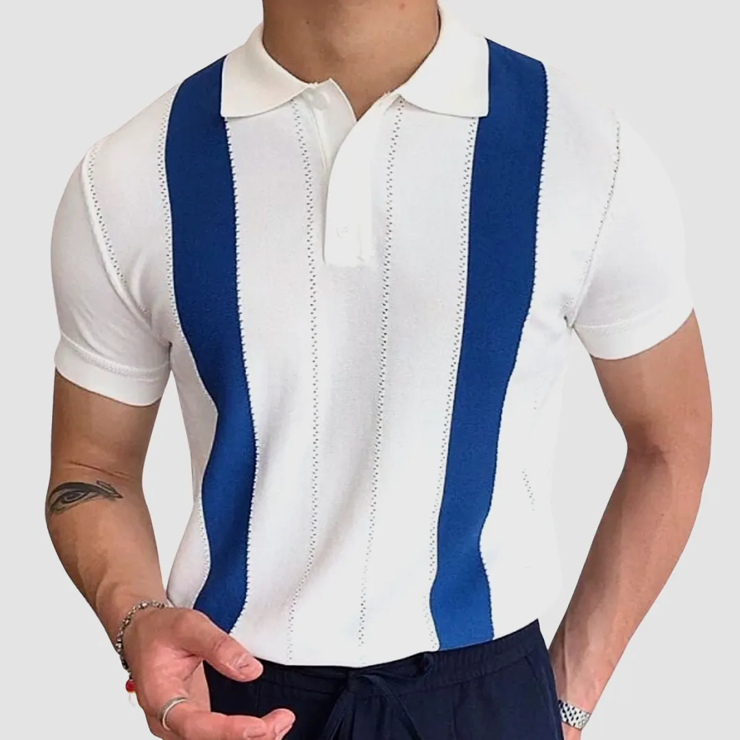 Paolo Striped Polo White-Blue T-Shirts 002