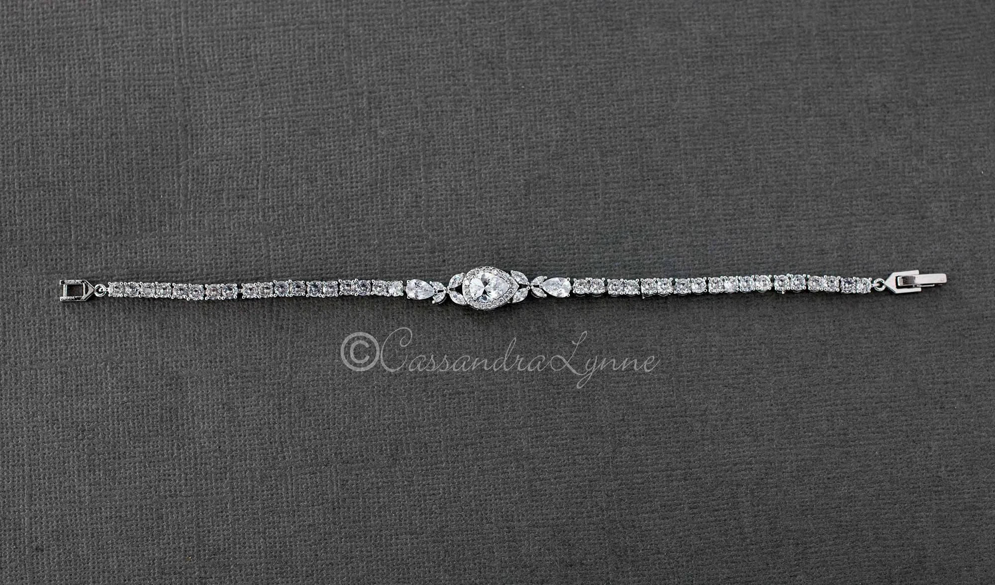 Pave Teardrop Simple CZ Wedding Bracelet