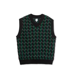 Polar Zig Zag Knit Vest Black/Dark Teal