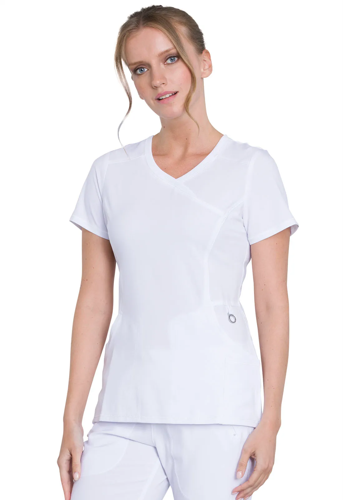 Scrub Top - Cherokee Infinity Women's Mock Wrap Top - White, 2625A