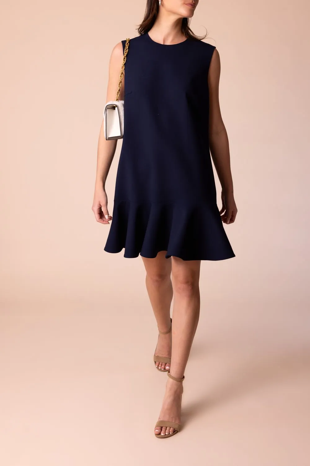 Sleeveless Flounce Mini Dress - Navy