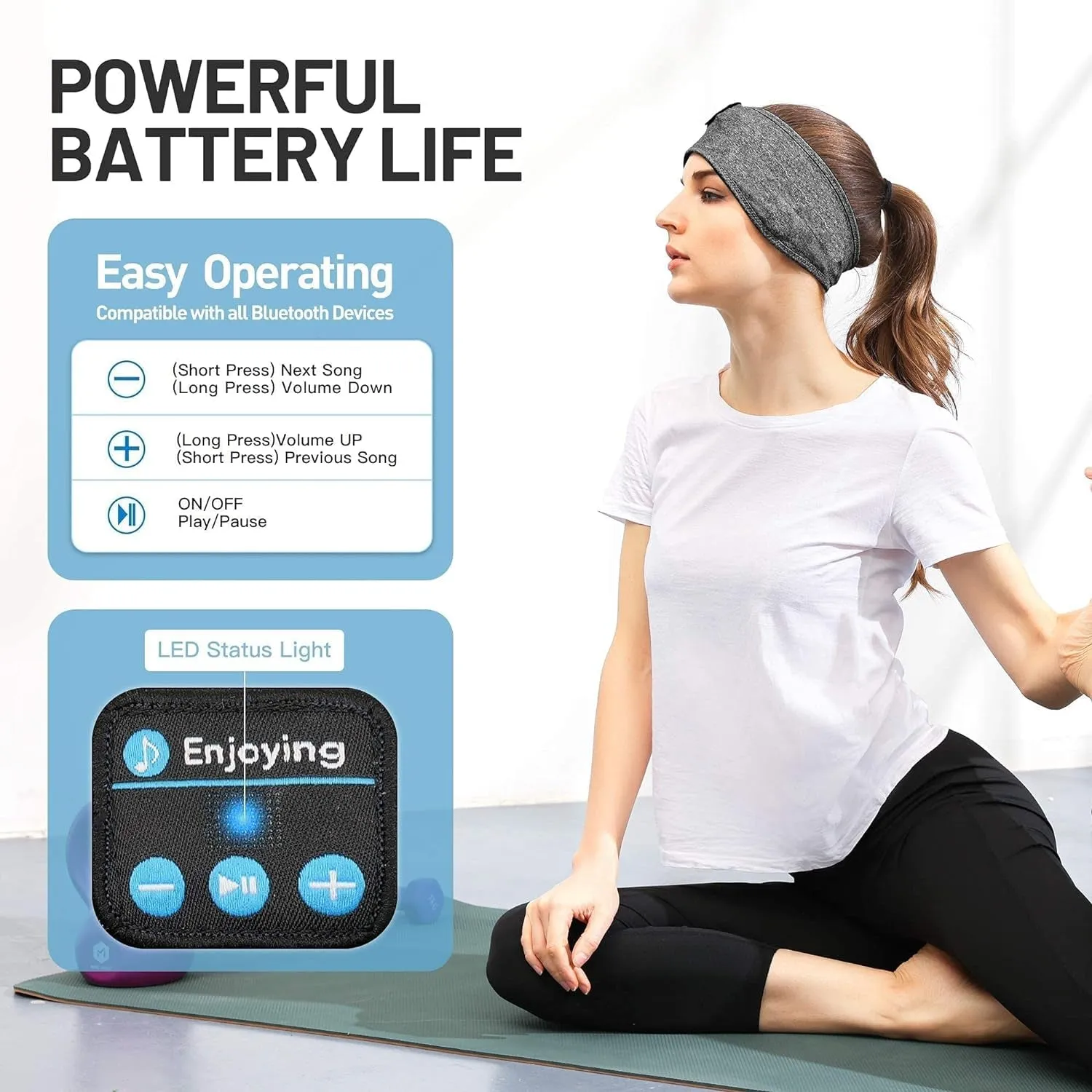 Spring Sleep Headphones Wireless, Bluetooth Sports Headband Headphones with Ultra-Thin