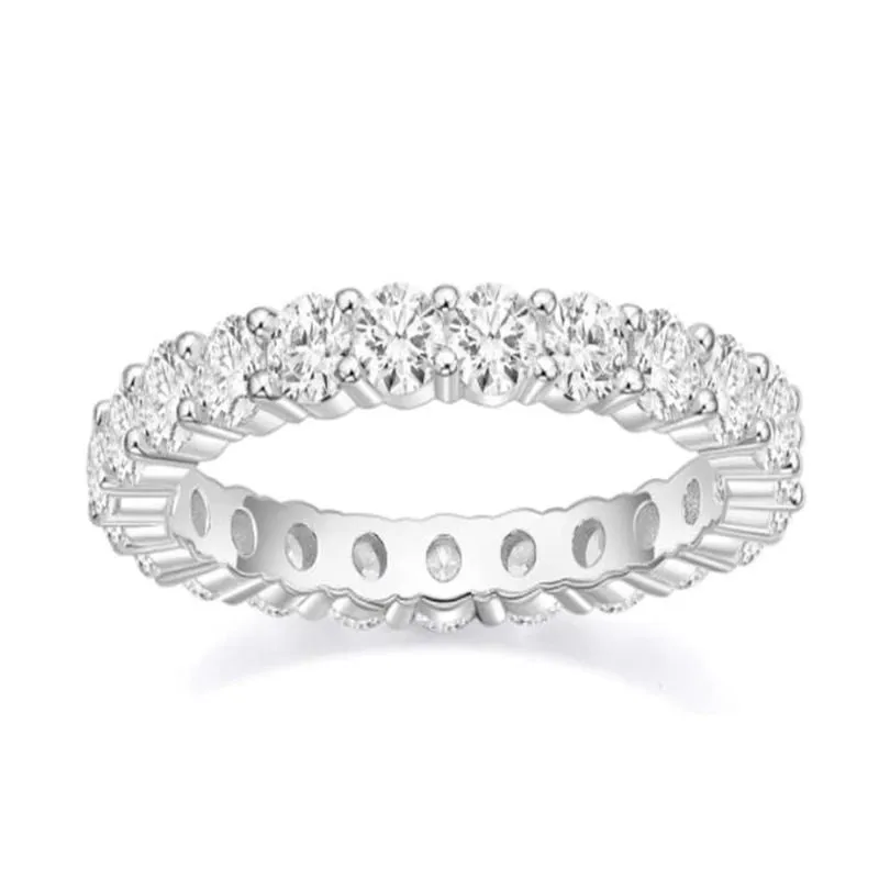 Sterling Silver Cubic Zirconia Half Eternity Stackable Ring For Women