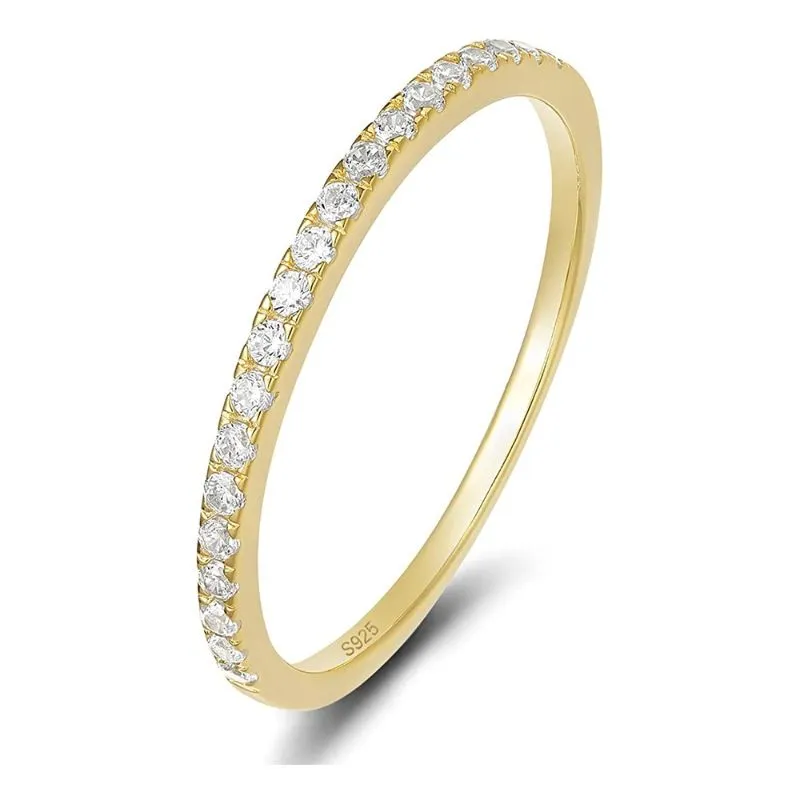 Sterling Silver Cubic Zirconia Half Eternity Stackable Ring For Women