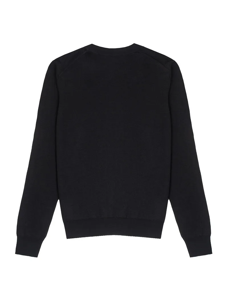 Sunspel Womens Merino Silk Crew Neck Jumper Black